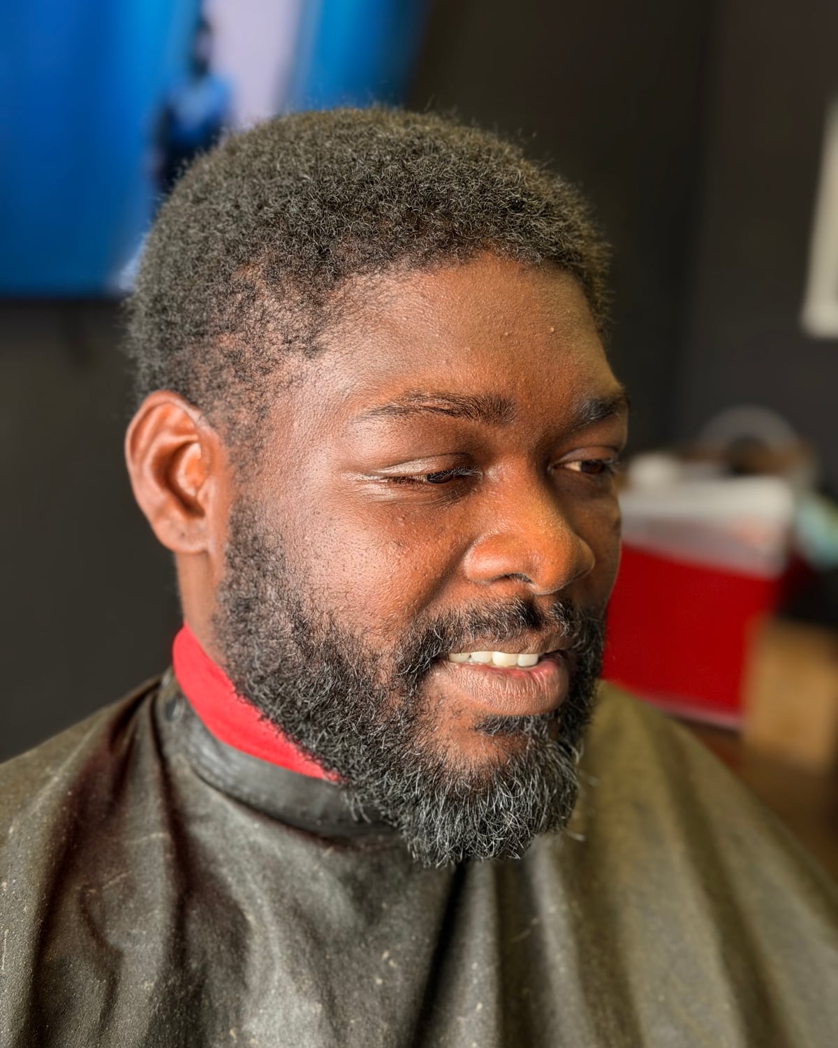 Before — Cut + beard sculpt transformation